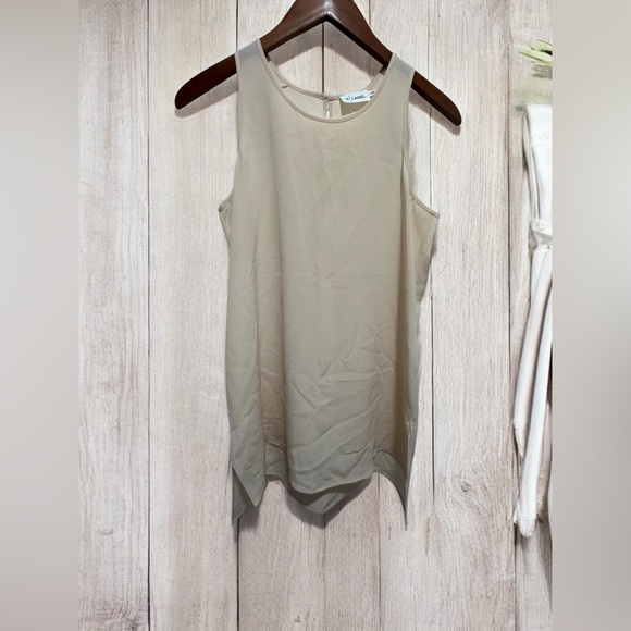 R Label Tops - The Reset R Label Washed Silk Longline Tank | Ivory Crewm Size XS